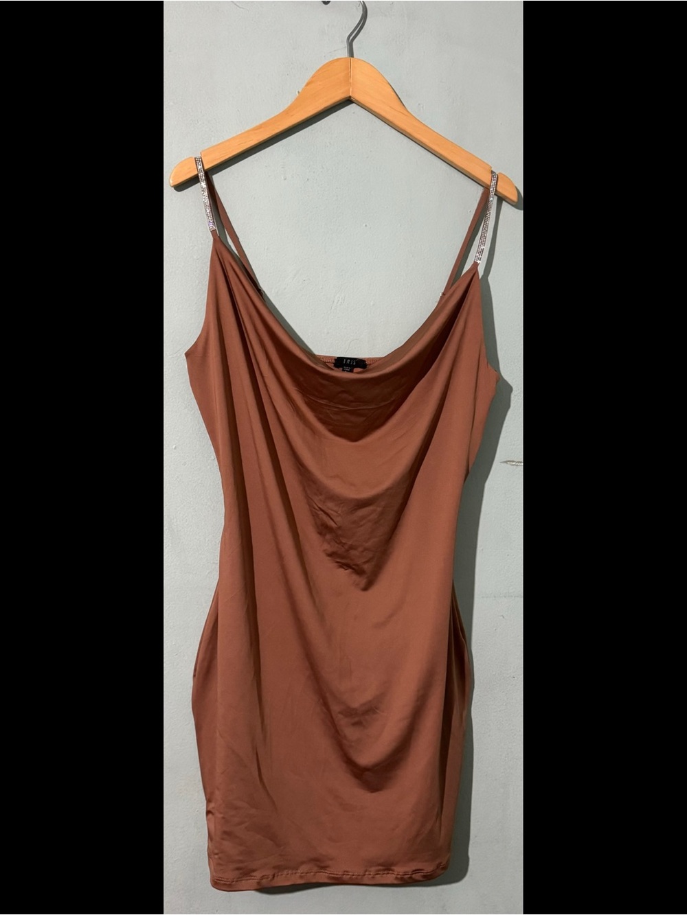 Rust Cowl Neck Satin Camisole Dress